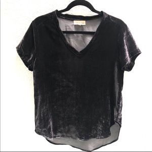 Anthropologie Cloth and Stone Black Velvet V Neck